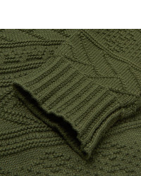 olivgrüne Strickjacke mit einem Schalkragen mit geometrischem Muster von J.Crew
