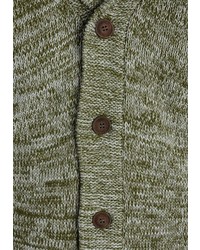 olivgrüne Strickjacke mit einem Schalkragen von Solid