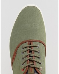 olivgrüne Turnschuhe mit Fischgrätenmuster von Jack and Jones