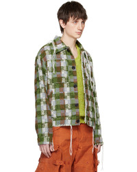 olivgrüne Tweed Shirtjacke mit Karomuster von Andersson Bell