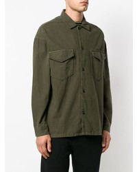 olivgrüne Shirtjacke aus Twill von Tommy Jeans