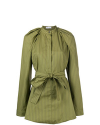 olivgrüne vertikal gestreifte Bluse mit Knöpfen von JW Anderson