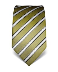 olivgrüne vertikal gestreifte Krawatte von Vincenzo Boretti