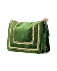 olivgrüne verzierte Leder Umhängetasche von Etro
