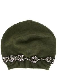 olivgrüne verzierte Mütze