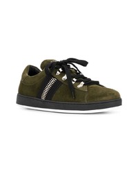 olivgrüne verzierte Wildleder niedrige Sneakers von Balmain