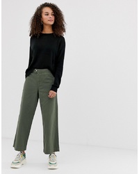olivgrüne weite Hose aus Jeans von Miss Selfridge