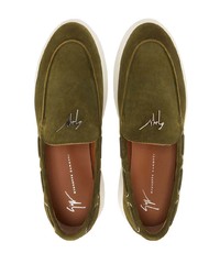 olivgrüne Wildleder Derby Schuhe von Giuseppe Zanotti