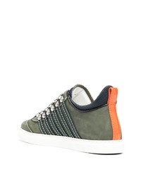 olivgrüne Wildleder niedrige Sneakers von DSQUARED2