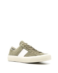 olivgrüne Wildleder niedrige Sneakers von Tom Ford