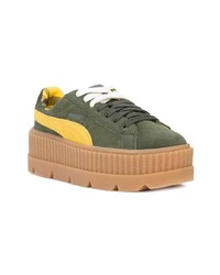 olivgrüne Wildleder niedrige Sneakers von Fenty X Puma