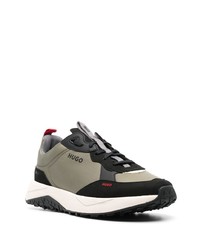 olivgrüne Wildleder niedrige Sneakers von BOSS