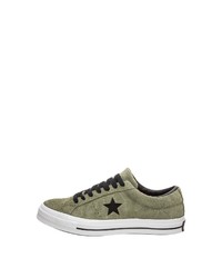 olivgrüne Wildleder niedrige Sneakers von Converse