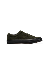 olivgrüne Wildleder niedrige Sneakers von Converse