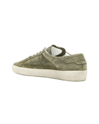 olivgrüne Wildleder niedrige Sneakers von Saint Laurent