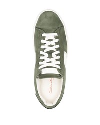 olivgrüne Wildleder niedrige Sneakers von Santoni