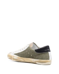 olivgrüne Wildleder niedrige Sneakers von Philippe Model Paris