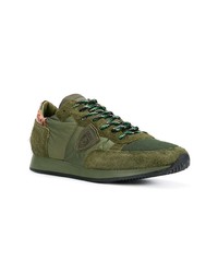 olivgrüne Wildleder niedrige Sneakers von Philippe Model