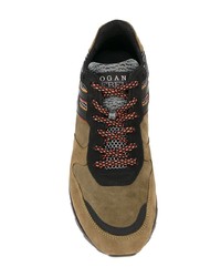 olivgrüne Wildleder niedrige Sneakers von HOGAN REBEL