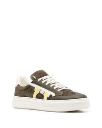 olivgrüne Wildleder niedrige Sneakers von Salvatore Ferragamo