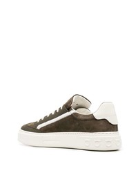 olivgrüne Wildleder niedrige Sneakers von Salvatore Ferragamo