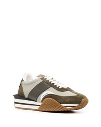 olivgrüne Wildleder niedrige Sneakers von Tom Ford