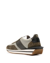 olivgrüne Wildleder niedrige Sneakers von Tom Ford