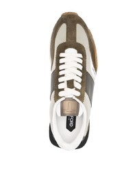 olivgrüne Wildleder niedrige Sneakers von Tom Ford