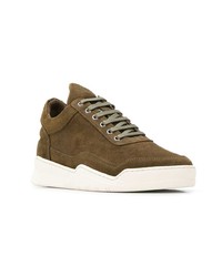 olivgrüne Wildleder niedrige Sneakers von Filling Pieces