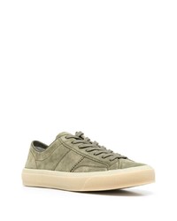 olivgrüne Wildleder niedrige Sneakers von Tom Ford