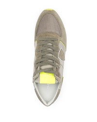 olivgrüne Wildleder niedrige Sneakers von Philippe Model Paris