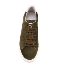 olivgrüne Wildleder niedrige Sneakers von Brunello Cucinelli
