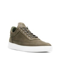 olivgrüne Wildleder niedrige Sneakers von Filling Pieces