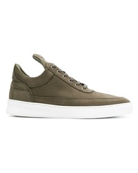 olivgrüne Wildleder niedrige Sneakers von Filling Pieces