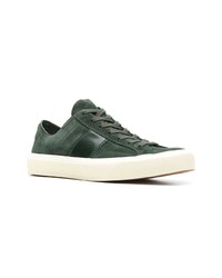 olivgrüne Wildleder niedrige Sneakers von Tom Ford