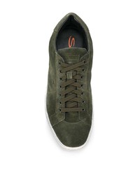 olivgrüne Wildleder niedrige Sneakers von Santoni