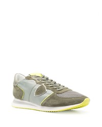 olivgrüne Wildleder niedrige Sneakers von Philippe Model Paris