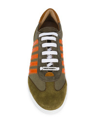 olivgrüne Wildleder niedrige Sneakers von DSQUARED2