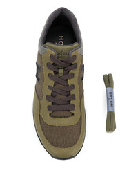 olivgrüne Wildleder niedrige Sneakers von Hogan