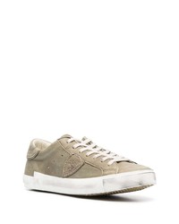 olivgrüne Wildleder niedrige Sneakers von Philippe Model Paris