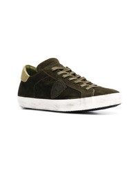 olivgrüne Wildleder niedrige Sneakers von Philippe Model