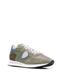 olivgrüne Wildleder niedrige Sneakers von Philippe Model Paris