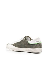 olivgrüne Wildleder niedrige Sneakers von Philippe Model Paris