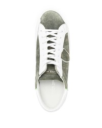 olivgrüne Wildleder niedrige Sneakers von Philippe Model Paris