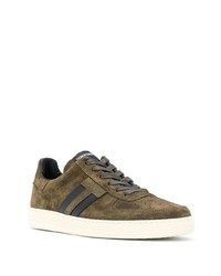 olivgrüne Wildleder niedrige Sneakers von Tom Ford