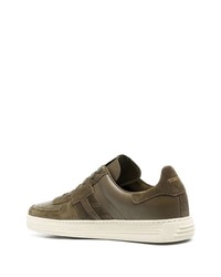 olivgrüne Wildleder niedrige Sneakers von Tom Ford