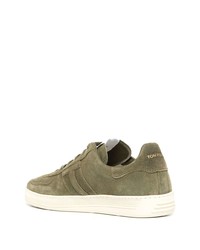 olivgrüne Wildleder niedrige Sneakers von Tom Ford