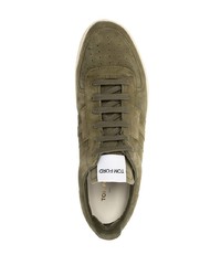 olivgrüne Wildleder niedrige Sneakers von Tom Ford