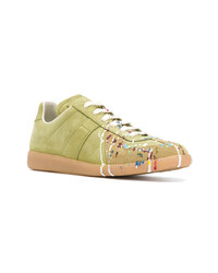 olivgrüne Wildleder niedrige Sneakers von Maison Margiela