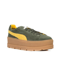 olivgrüne Wildleder niedrige Sneakers von Fenty X Puma